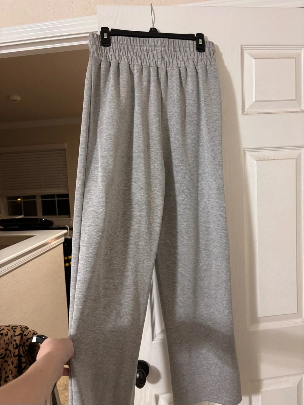 Commense Wide-Leg Drawstring Pants — Light Gray